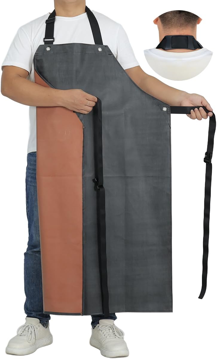 STPGIFC Thick Rubber Apron, Waterproof Apron Butcher Heavy Duty Chemical Resistant Adjustable Work Apron - Image 1